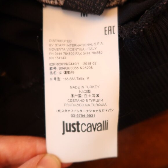 JUST CAVALLI womens sweatshirt velour orange purple leopard mix media buckle med - Picture 4 of 11